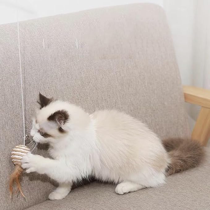 Wood Handle Teathered & Feathered Play Wand Cat Toy (Small Chick) for All Breed Sizes