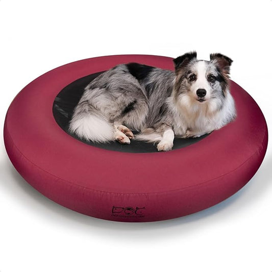 Elevated Dog Bed,Inflatable Dog Bed Raised,Pet Cushion Sofa for Large Dogs,Portable Dog Cot Doughnut Round Stand,Waterproof Dog Bed Frame for Indoor,Outdoor(Red)