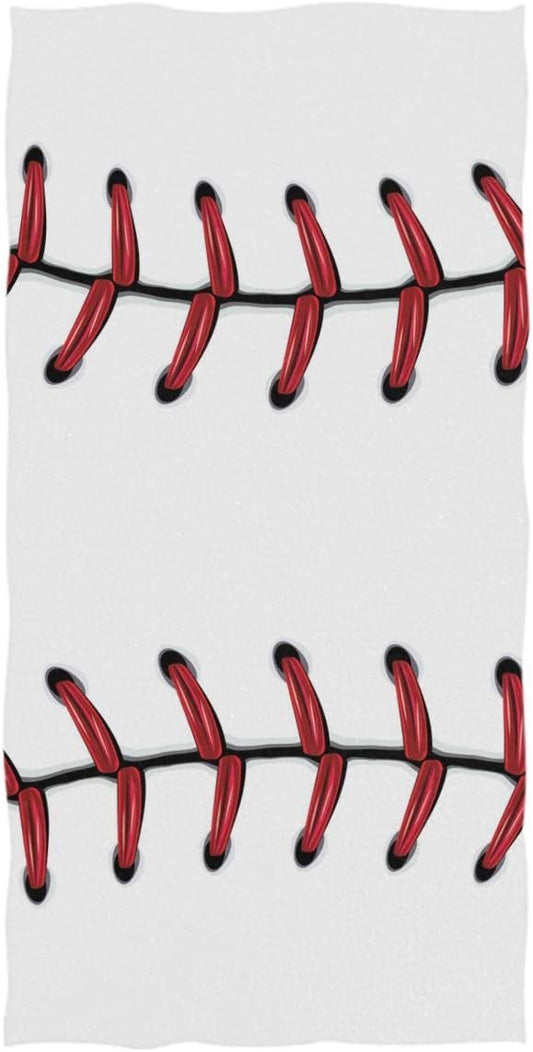 Pfrewn Softball Baseball Red Lace Hand Towels 16x30 in Fish Scale Thin Bathroom Towel, Ultra Soft Highly Absorbent Small Bath Towel Bathroom Decor Gifts