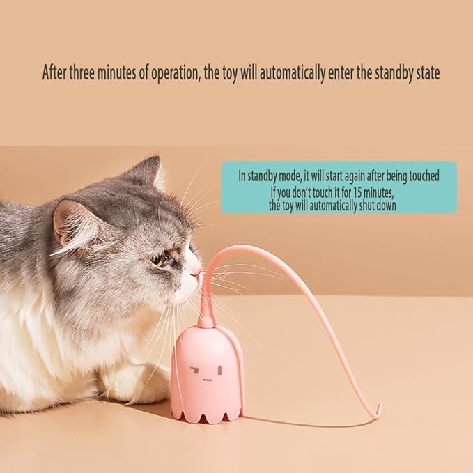 Interactive Cat Toys for Indoor Cats Automatic Cat Toy with LED Lights Simulated Mouse Tail A Rechargeable Smart Cat Toy 360° Rotating Cat Toy (Pink)