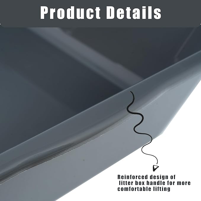 1 Pack of Extra Large Cat Litter Box (ABS Material), Low Entry Senior Litter Pen for Geriatric Kitty Big Cats, Jumbo Pet Safe Litter Boxes Tray for Pets Potty (Beach Sand, 24" L x 20" W)