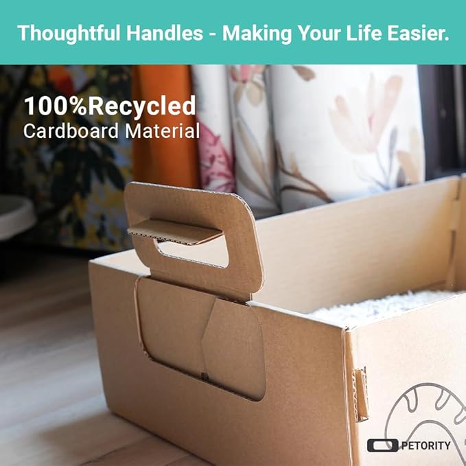 3-Pack Disposable Litter Boxes for Cats, Recycled Cardboard Cat Litter Box, Waterproof, Leakproof, Foldable, Portable for Travel(17.2'' x 12.2'' x 5.3'')