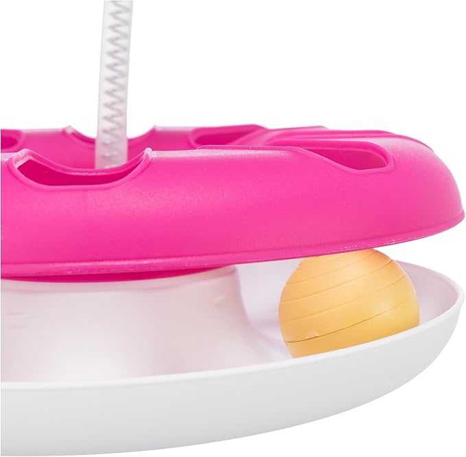 TRIXIE Crazy Circle with Plush Cat Toy on Spring, Interactive Cat Toy, Cat and Mouse Toy, Exercise Toy, Pink (Pink)