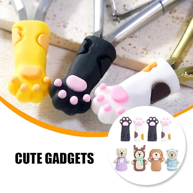 8 Pcs Nipper Protective Sleeves Cute Cat Paw Protective Covers Cute Animal Cuticle Scissors Cover Caps for Nail Nipper Tweezers etc