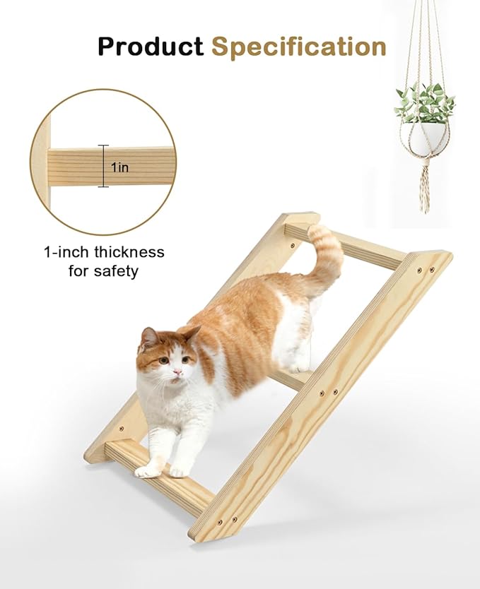 Cat Wall Shelves, Cat Shelves for Wall with Step, Wall Mounted Cat Furniture, Cat Wall Furniture for Climbing, Sleeping and Playing, Cat Wall Steps for Indoor Cats or Kitty