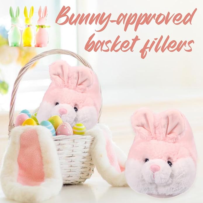 Caramella Bubble Classic Bunny Slippers for Women Funny Animal Novelty Slippers for Adults Cute Plush Rabbit Bedroom Slippers