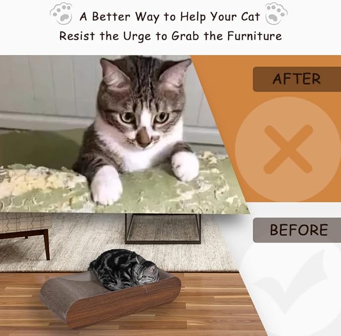 FluffyDream Cat Scratcher Cardboard, Scratching Pad House Bed Furniture Protector, Infinity Shape (Wood, Reversible Wood)