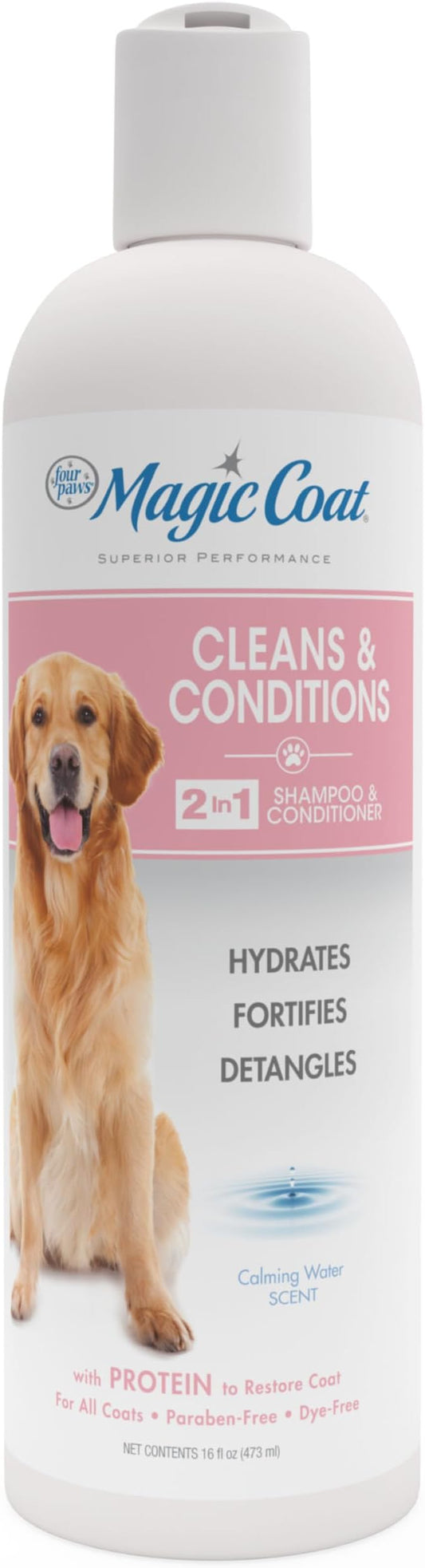 Four Paws Magic Coat Cleans & Conditions Dog 2 in 1 Shampoo and Conditioner Dog 2 in 1 Shampoo & Conditioner 16 Ounces (1 Count)