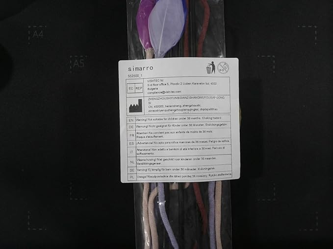 simarro 3 Pcs Cat Feather Wand Toys, Interactive Cat Teaser Wand Toy for Indoor Cats Adult, Colorful Feather Kitten Cat Stick Toys for Indoor Cats Play Chase Exercise