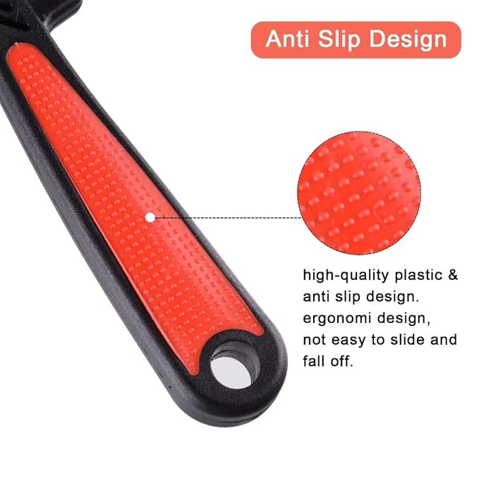 2 Pieces Fine Tooth and Wide Tooth Dog Grooming Comb - Rubber Handle Hair Comb for Small Dogs & Cats with Flea and Tick Removal (2PCS, Black Red)