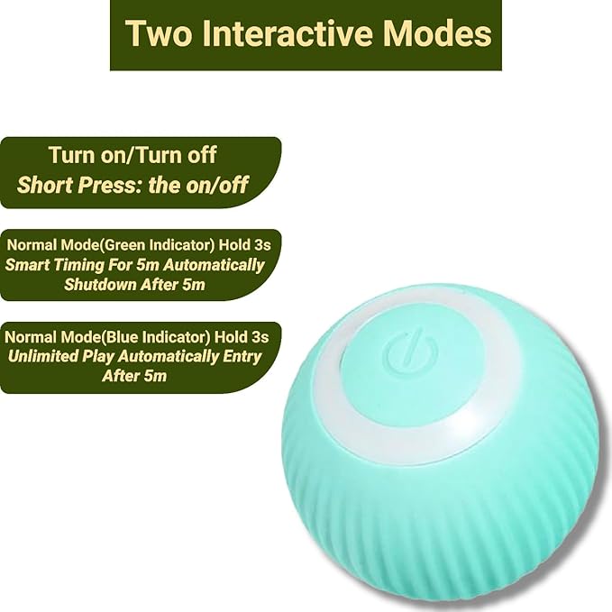 Interactive Smart Cat Ball,Quiet Cat Toys for Indoor Cats Adult Automatic 360° Rotating Kitten Toys,Intelligent Automatic Mobile Ball USB Charging Pet Toy,Fun Gift for Kitten. (Blue)