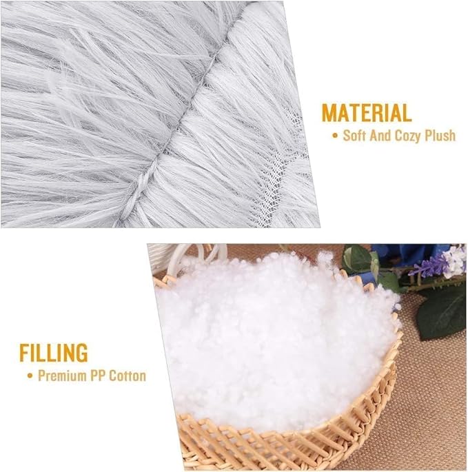 Cat Beds for Indoor Cats - Cat Bed Washable 24 inches, Dog Beds for Small Medium Dogs, Anti Anxiety Round Fluffy Plush Faux Fur Cat Bed, Thick Bottom (Light Grey, Large)