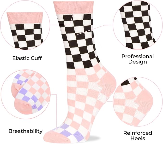 Benefeet Sox Cute Crew Socks for Women Girls Novelty Funny Patterned Socks Colorful Kawaii Cotton Casual Calf Sock 5 Pairs