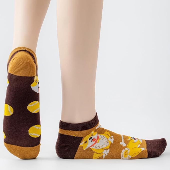 2 Pairs Funny Cartoon Animal Print Cotton Ankle Socks for Women Teens