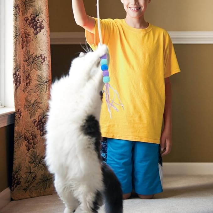 MiOYOOW 4PCS Cat Feather Toy Refills, Hanging Cat Fishing Pole Attachments Interactive Cat Teaser Toy Replacements for Cat Kitten Play Exercise