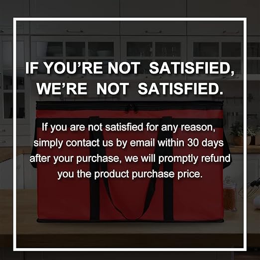 Bodaon Insulated Food Delivery Bag for Pizza Delivery, Grocery- Cooler Bag, Food Warmers for Parties, Catering Supplies for Doordash, Thermal Bags for Cold and Hot Food Carrier (Red, XXX-Large, 1-Pack