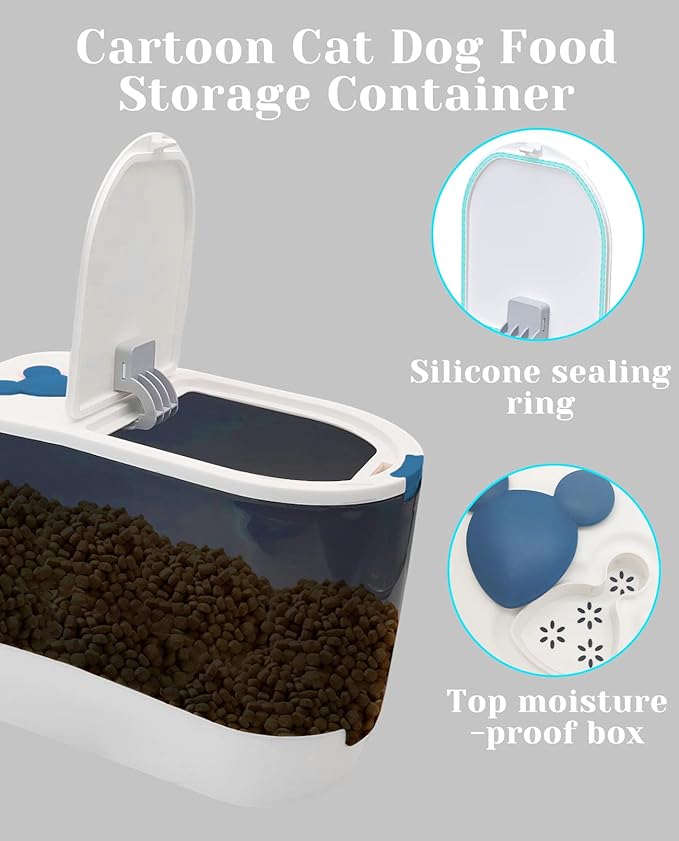 BNOSDM Large Airtight Cat Food Storage Container for Pet Dog Foods Storage Bins with Scooper Translucent Plastic Pets Dogs Cats Birds Dry Feed Dispenser, Kitchen Rice Cereal Flour 12 lb