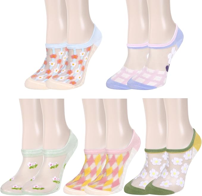Benefeet Sox Sheer No Show Socks Women Girls Cute Thin Mesh Low Cut Liner Socks for Loafers Boat Shoes
