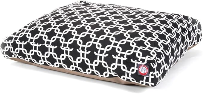 Black Links Large Rectangle Indoor Outdoor Pet Dog Bed With Removable Washable Cover By Majestic Pet Products