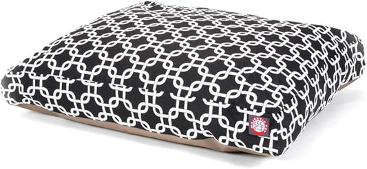 Black Links Large Rectangle Indoor Outdoor Pet Dog Bed With Removable Washable Cover By Majestic Pet Products
