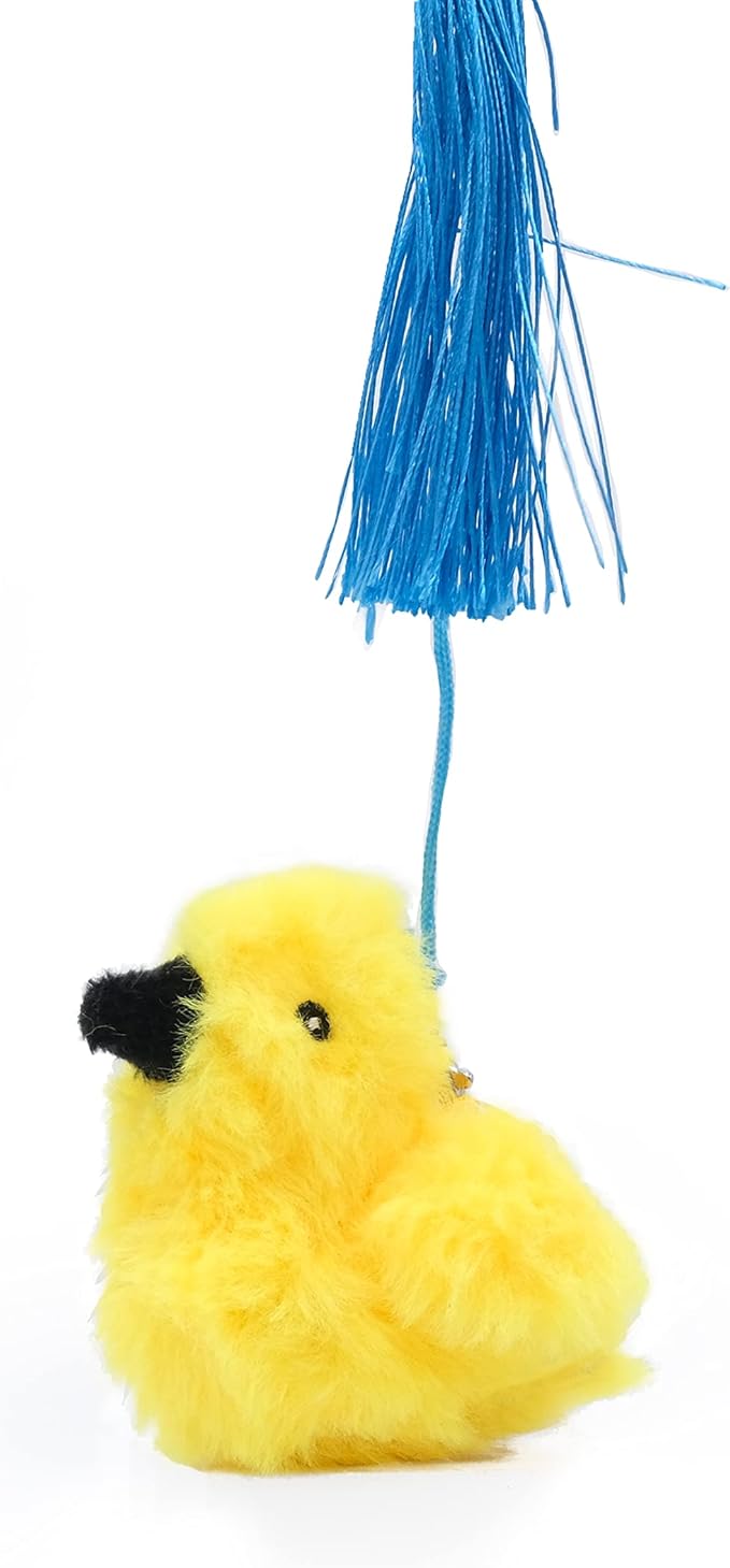 ZippyClaws Bird ZippyStick - Interactive Cat Toy Wand for Indoor Cats & Kittens, Cute Kitty Toys for Boredom, Fun Teaser Stick with Feathered Tassles & Plush Dangling Toy