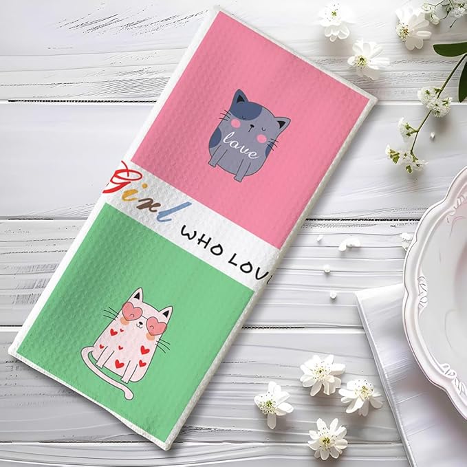 Cat Kitchen Towels,Cat Dish Towels,Cat Towels,Cat Hand Towel,Decorative Kitchen Towels,Dish Towels for Kitchen Decorative,Decorative Towels for Bathroom,Black Cat Decor,Black Cat Gifts for Women