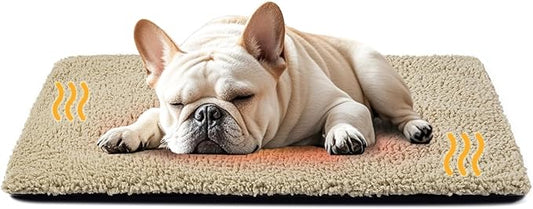 Miguel Self Heating Dog Mat, 36 X 24 inch Self Warming Dog Bed for Indoor Outdoor, Non Electric Dog Pad Thermal for Medium Large Dogs, Washable Crate Mat with Removable Washable Cover (Light Brown,L)