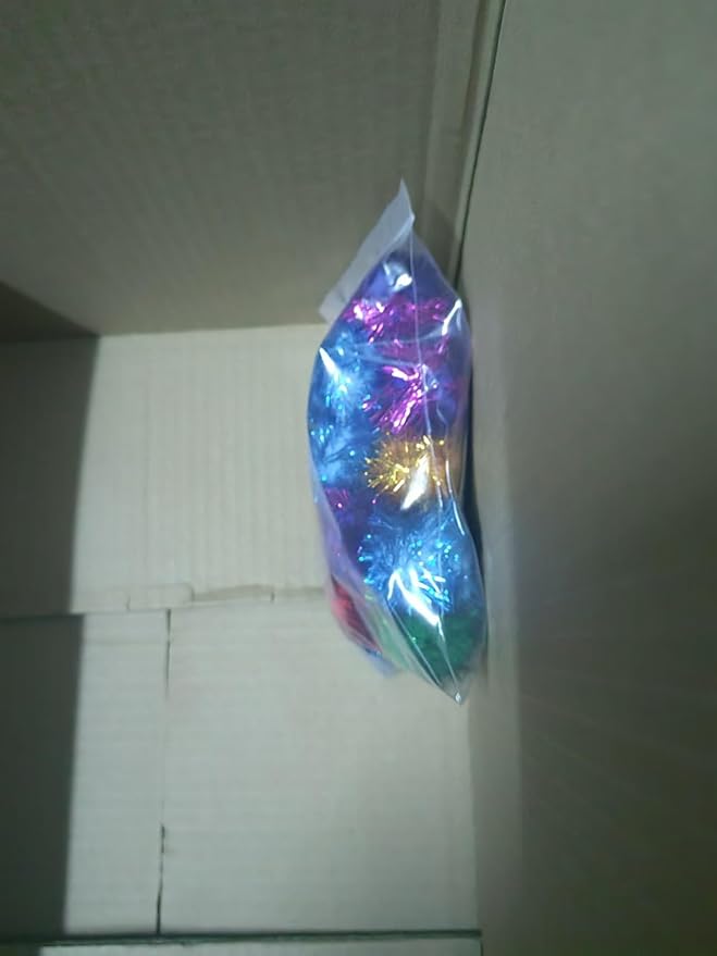 20 Pack 2 Inches Cat Sparkle Balls for Cats Large Size, Glitter Pom Poms Fuzzy Cat Balls Tinsel Balls for Cats Kitten Indoor Assorted Color Random