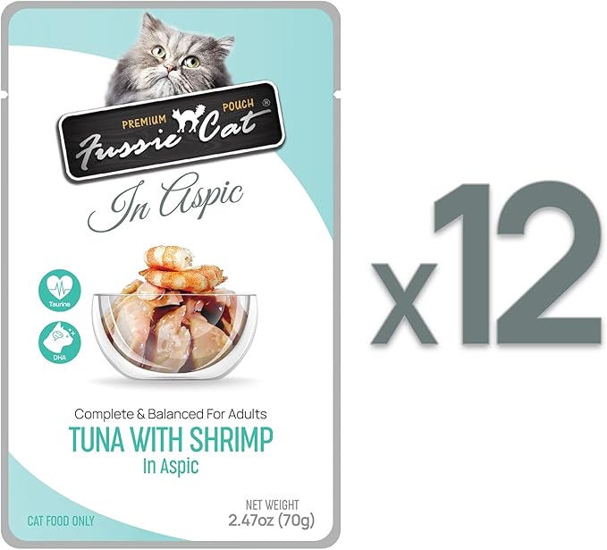 Fussie Cat Premium Tuna w/Shrimp in Aspic, 2.47 Ounce (Pack of 12)
