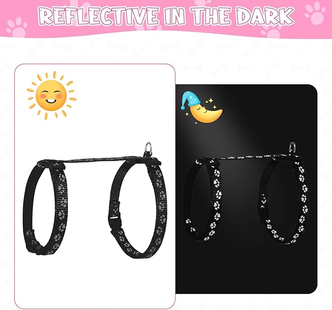 Auidy_6TXD 3 Pack Cat Harness and Leash Reflective Cat Harness Escape Proof for Walking Adjustable Kitten Harness for Small Medium Cats