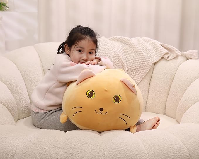 20 inch Super Soft Cat Plush Pillow, Adorable Stuffed Animal Toy, Chubby Kawaii Cat Plushie for Boys Girls, Cute Room Decor Fat Animals Pillow, Kids Gifts for Birthday,Valentine,Christmas