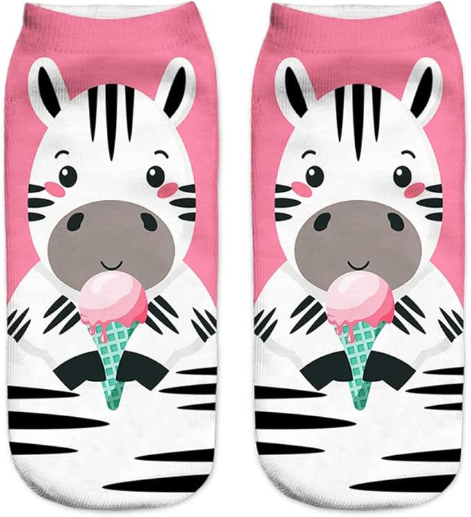 Benefeet Sox Womens Girls Funny Crazy Ankle Socks - Fun Novelty 3D Print Pattern Silly Cute Animal Food