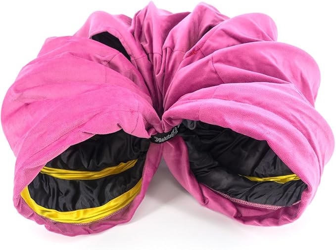 Velvet Fabric - Foldable/Collapsible - 55x8.66 Inches Cat Tunnel (Pink)