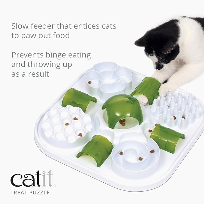 Catit Play Cat Treat Puzzle, Interactive Cat Toy, 43010, White