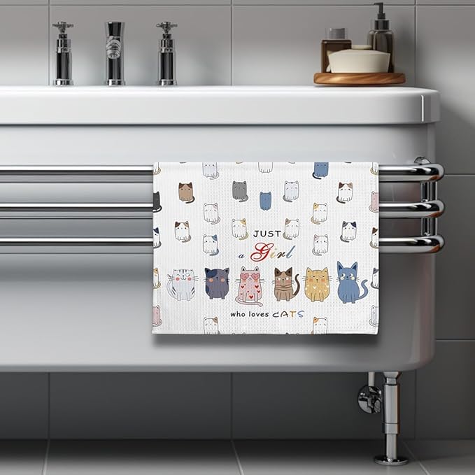 Cat Mom Gifts, Cat Towel,Gifts For Cat Lovers For Women,Decorative Kitchen Towels,Cute Dish Towels For Kitchen,Kitchen Hand Towels Decorative,Crazy Cat Lady Gifts,Cat Dish Towels,Cat Kitchen Towels
