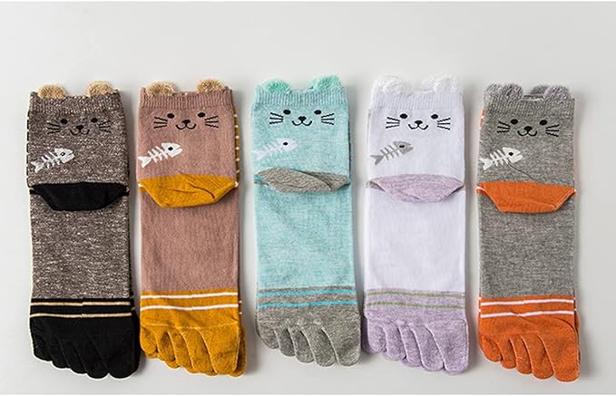 Benefeet Sox Funny Toe Socks Women Five Finger Socks Girls Cute Toe Seperated Cotton Socks Running Athletic Christmas Gifts