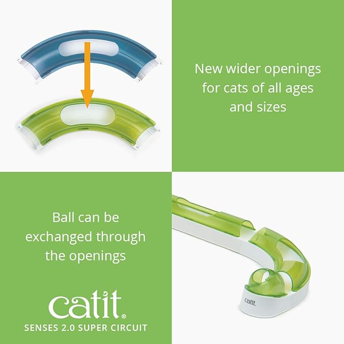 Catit Senses 2.0 Super Circuit Interactive Cat Toy - 12-Piece Closed-Track Ball Toy for All Breed Sizes
