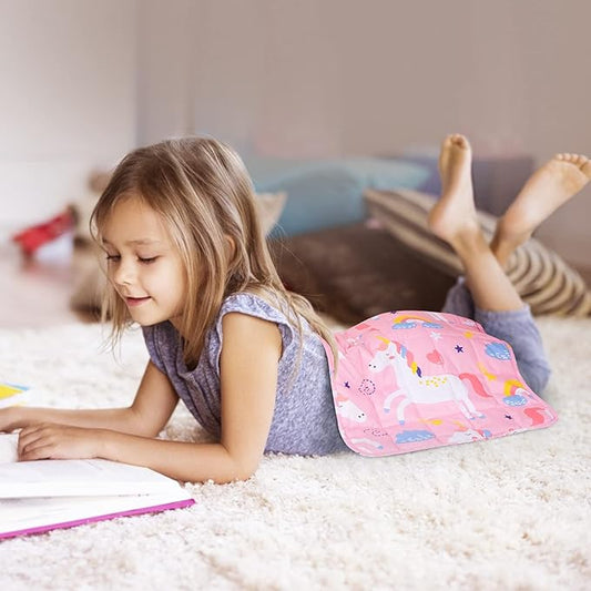 Sivio 100% Cotton Weighted Lap Pad 3lbs Sensory Throw Pad with Glass Beads Portable Lap Blanket Great for Home Classroom Travel, 20' x 30', Pink Unicorn