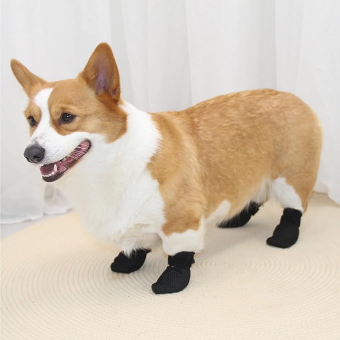 HDKUW Cat Anti-Scratch Shoes, Pet Scratch Deterrent Boots for Cats Small Dogs, Grooming Cat Accessories Nail Gloves, Adjustable Cat Claw Cover for Bathing Shaving Treatment Checking Black L