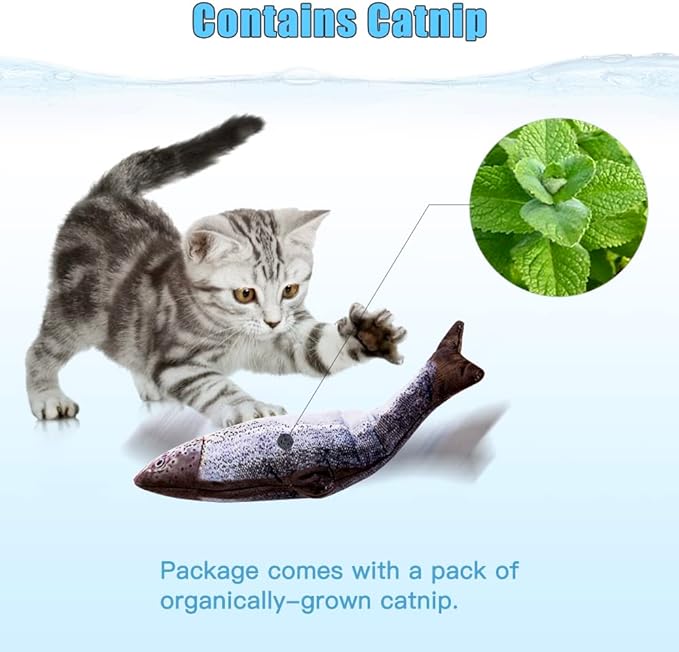 TOOGE 2 Pack 11" Floppy Fish Cat Toys with SilverVine and Catnip for Indoor Cats Interactive Flopping Fish Cat Kicker Catnip Toys for Cats Puppy Small Dogs