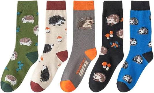 5 Pairs Cute Animal Crew Socks Fun Casual Cotton Calf Socks for Women