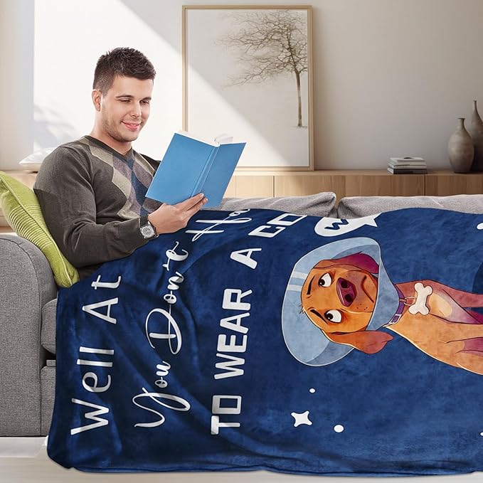 Get Well Gifts for Women After Surgery, Get Well Soon Gifts for Women/Men After Surgery, Recovery Blanket Present, Dog Lovers Blanket, Blue Dog Present