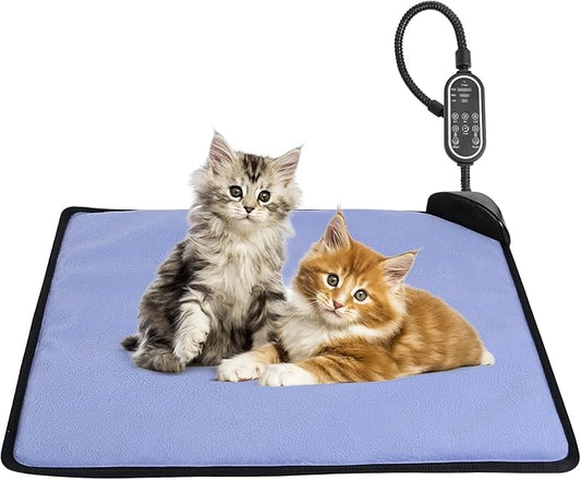 Cat Heating Pad & Dog Heating Pad, 3 Timer and 3 Level Temperature Smart Sensor Electric Pet Heating Pad with Chew Resistant Cord, Indoor Outdoor Warm Heated Bed for Dogs Cats -17.7x17.7