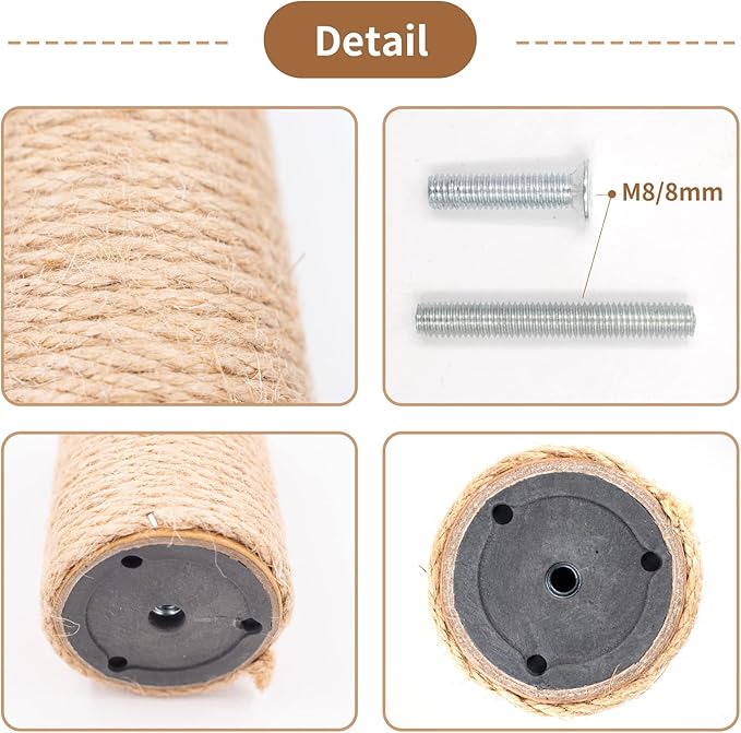 4PCS 12 Inch Cat Scratching Post with Natural Sisal Rope Cat Scratch Pole Cat Scratching Tree Scratching Posts for Indoor Cats Replacement Part Accessories for DIY Cat Tower Cat Hammock
