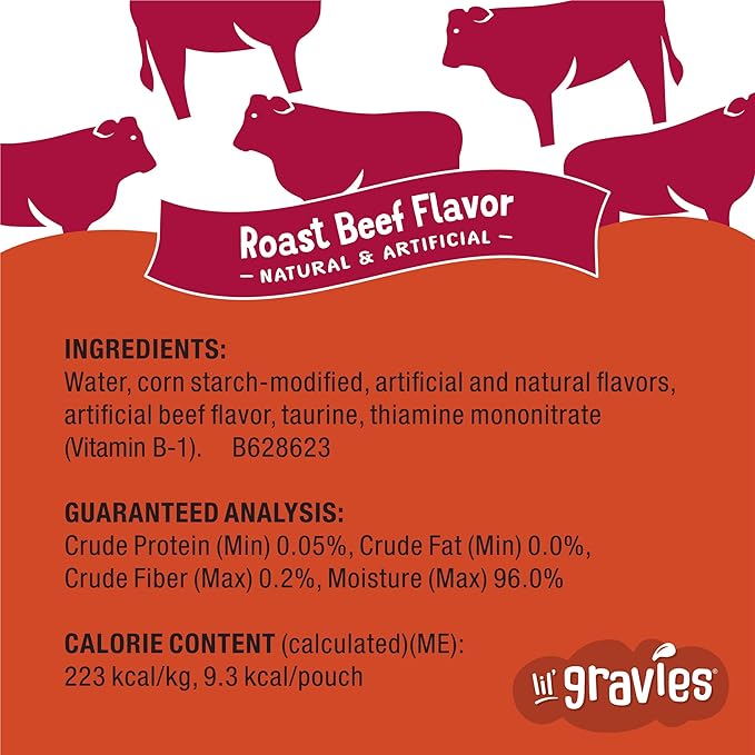 Purina Friskies Lil' Gravies Roast Beef Flavor Cat Food Complement Lickable Cat Treats - (Pack of 16) 1.55 oz. Pouches