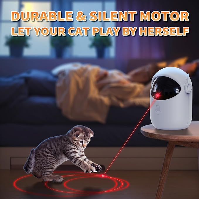 Laser Cat Toys for Indoor Cats, [2025 Newly Upgraded] Automatic Laser Pointer Interactive Toys for Bored Indoor Adult Cats/Kittenes, Real Trajectory Motion Activated Cat Laser Toy Rechargeable