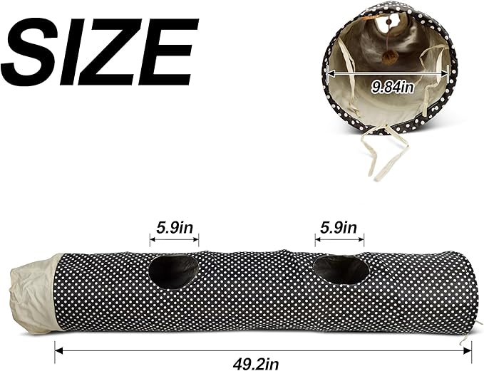 Collapsible Classic Cat Tunnel Toys (49.2"),with Plush Ball, Easy to Clean,U-Shaped Cat Play Tunnel for Indoor Cat, Kitty, Kitten…