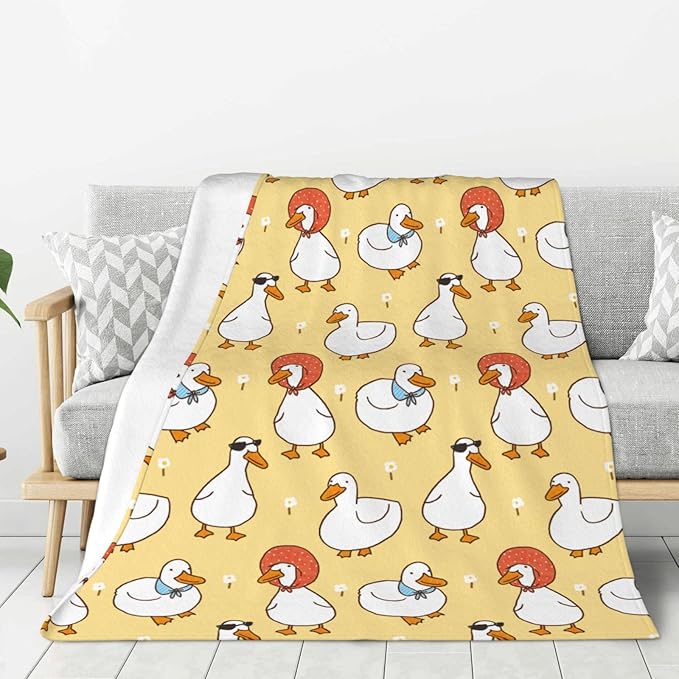 Kids Cute Ducks Print Blanket Throw 60"x50", Cozy Lightweight Plush Flannel Blanket, Soft Warm Decorative for Kids Women