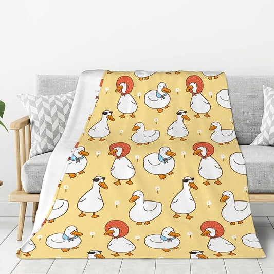 Kids Cute Ducks Print Blanket Throw 60"x50", Cozy Lightweight Plush Flannel Blanket, Soft Warm Decorative for Kids Women