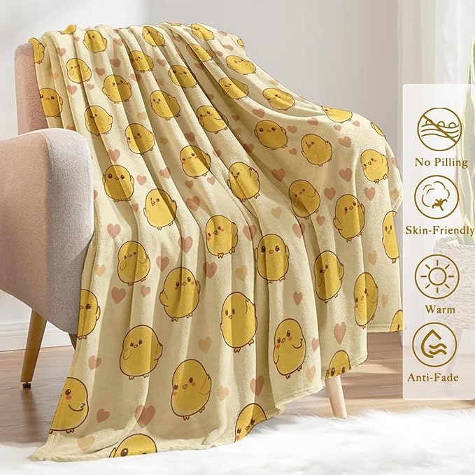 Cute Chicken Blanket Plush Flannel Throw Blanket - Ultra Soft & Warm, Comfy & Lightweight - Perfect for Couch, Travel, Bedroom, Bed, Living Room - Cozy, Fuzzy Gift 50in×60in